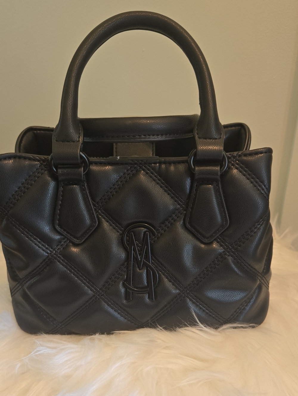 Steve Madden Black Quilted Crossbody Tote